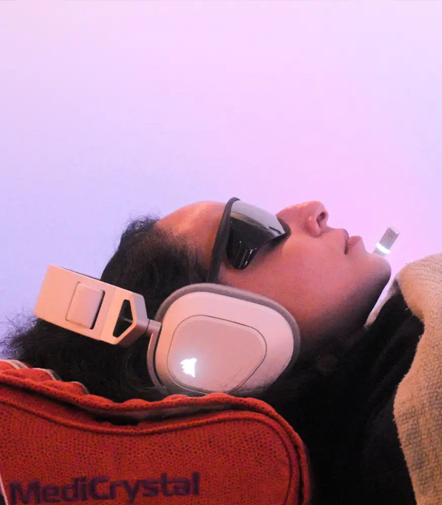Eyes closed, mid-session